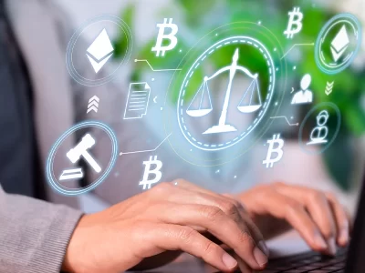 Blockchain network with cryptocurrency symbols illustrating digital asset protection