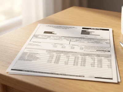 Florida homeowner reviewing TRIM notice property assessment document on a wooden desk