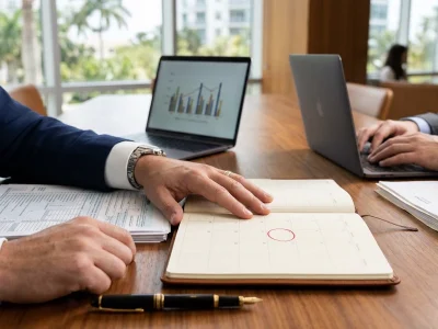 Florida tax attorney and business owner reviewing a Department of Revenue Notice of Proposed Assessment (NOPA) and sales tax audit deadline calendar